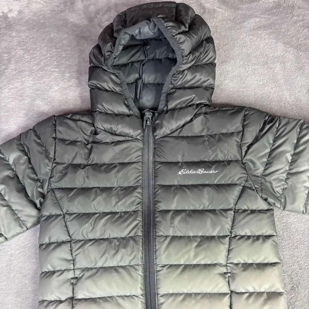 Eddie Bauer Jacket Unisex Kids 4 Gray Puffer Hooded Down Insulated‎ Winter